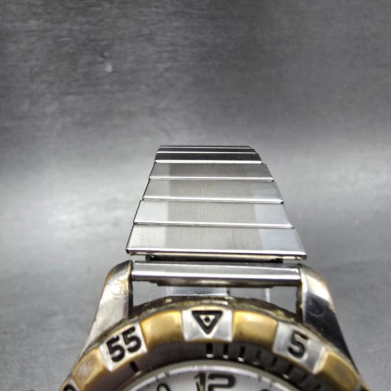 Calypso Dive Watch Men 37mm White Dial Silver Tone Round Stretch Band New Batt4