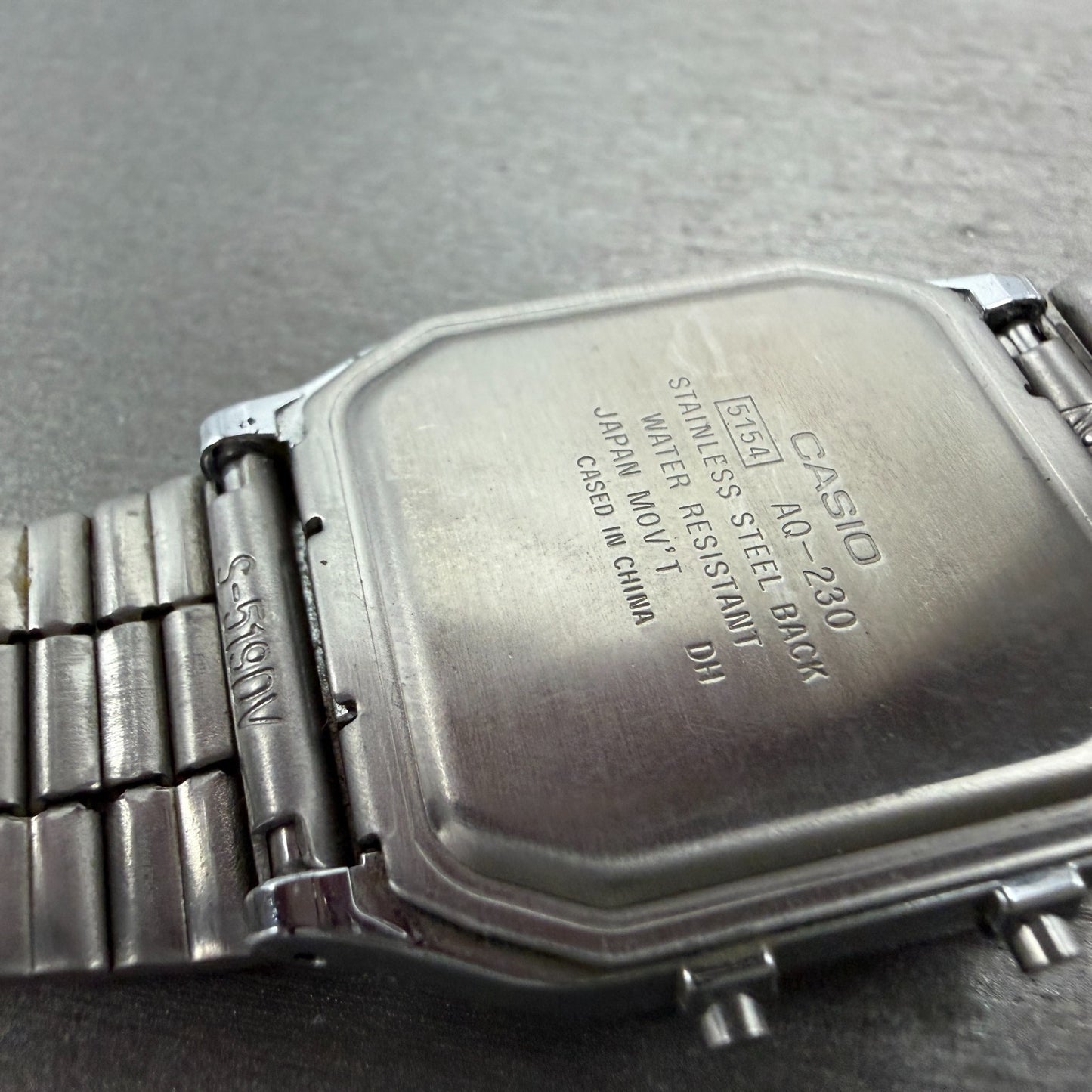 Casio AQ-230 Watch Men 30mm White Dial Steel Alarm Chrono Analog Digital PARTS10