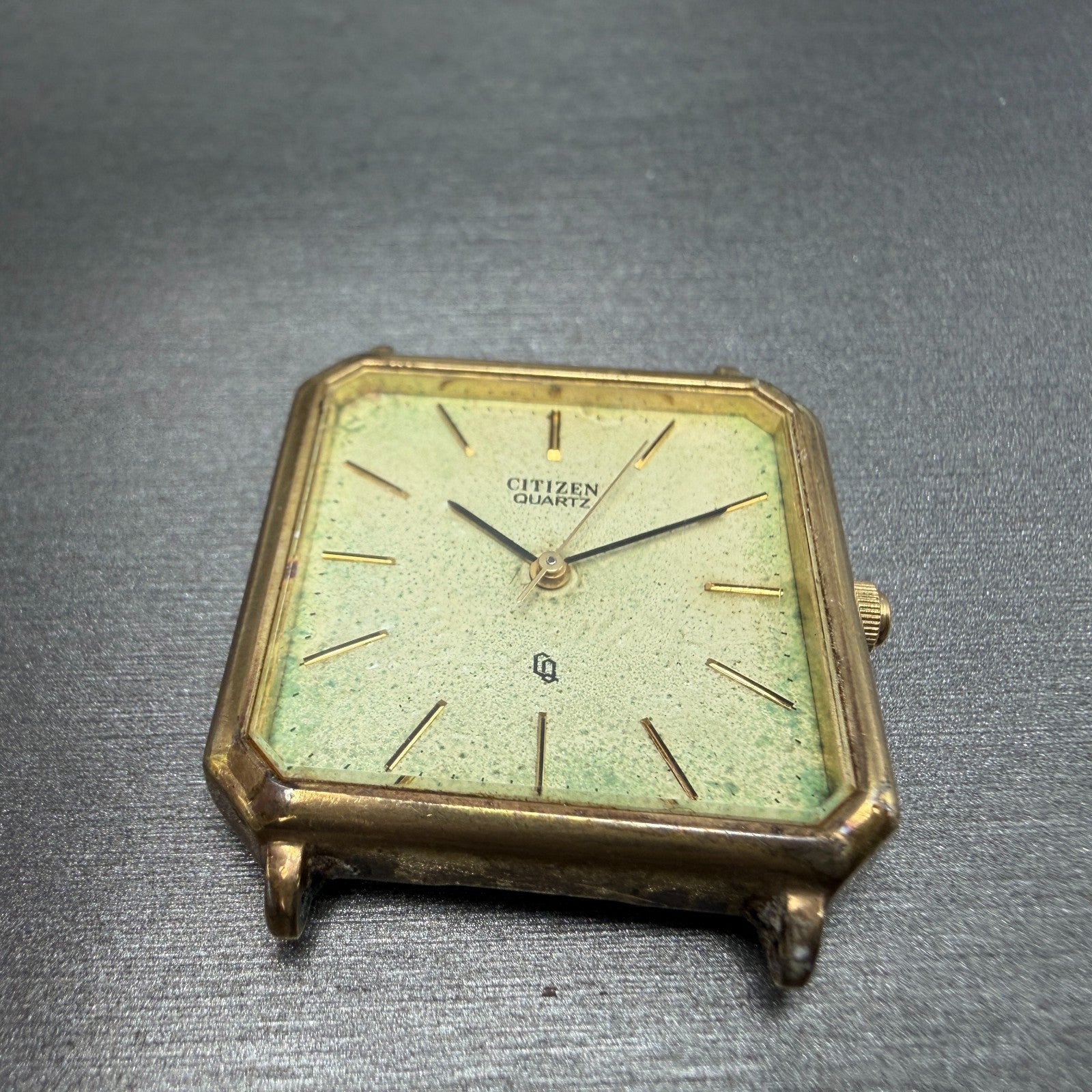 Citizen CQ Watch Men 28mm Champagne Dial Gold Tone Octagon 4-796560 PARTS7