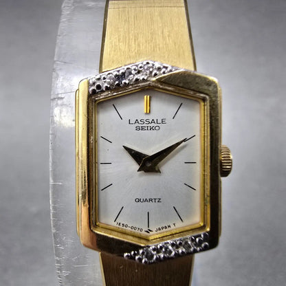 Seiko Lassale Watch Women 13mm White Dial Gold Hexagon Diamond 1E50-5039 PARTS2