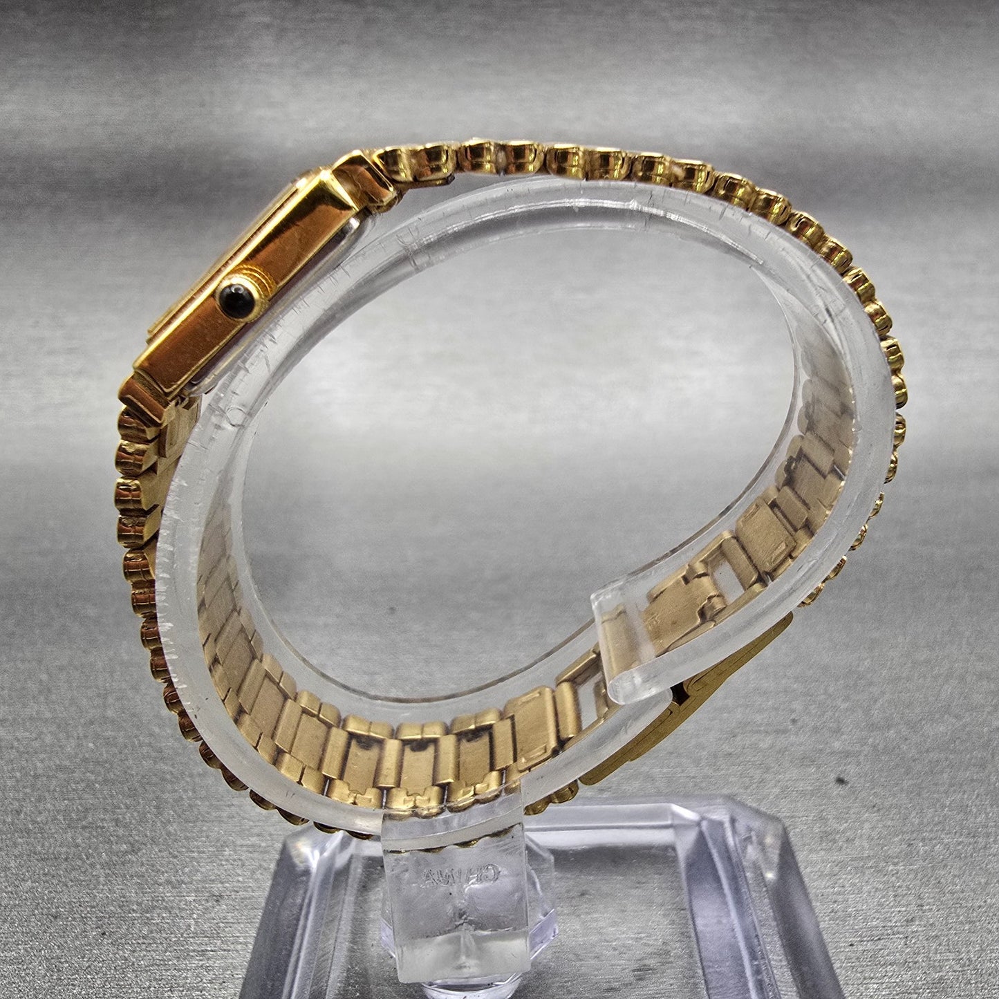 Citizen CQ Watch Women 13mm Black Dial Gold Tone Rectangle 2200-S11917 New Batt6