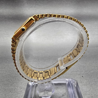 Citizen CQ Watch Women 13mm Black Dial Gold Tone Rectangle 2200-S11917 New Batt6