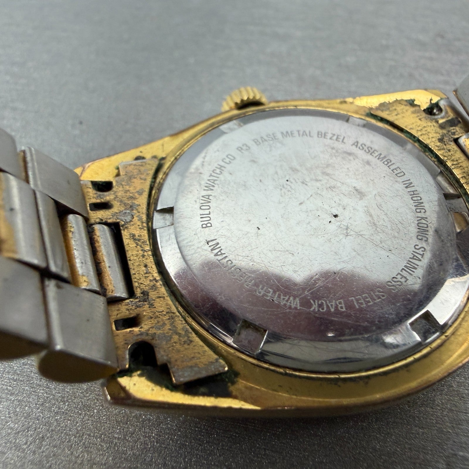 Bulova Watch Men 36mm Gold Dial Gold Tone Date Round 82336 PARTS10