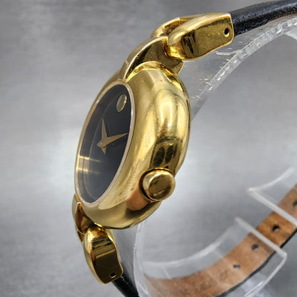Movado Vivo Watch Women 28mm Black Dial Gold Tone Round 88 A1 1701 New Battery2