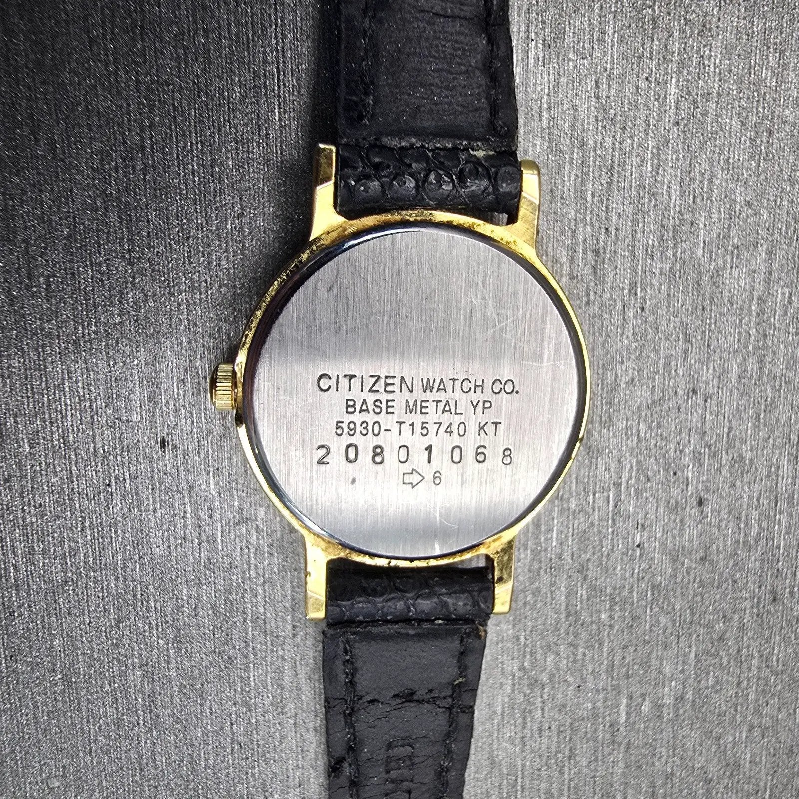 Citizen CQ Watch Women 21mm Black Dial Gold Tone Round 5930-T15740 New Battery10