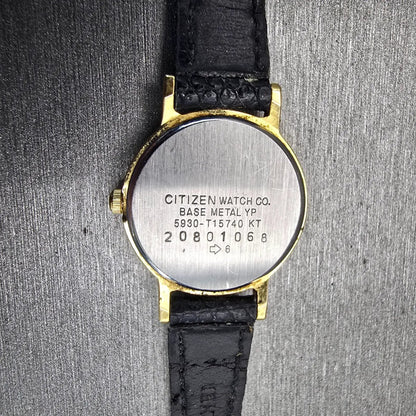 Citizen CQ Watch Women 21mm Black Dial Gold Tone Round 5930-T15740 New Battery10
