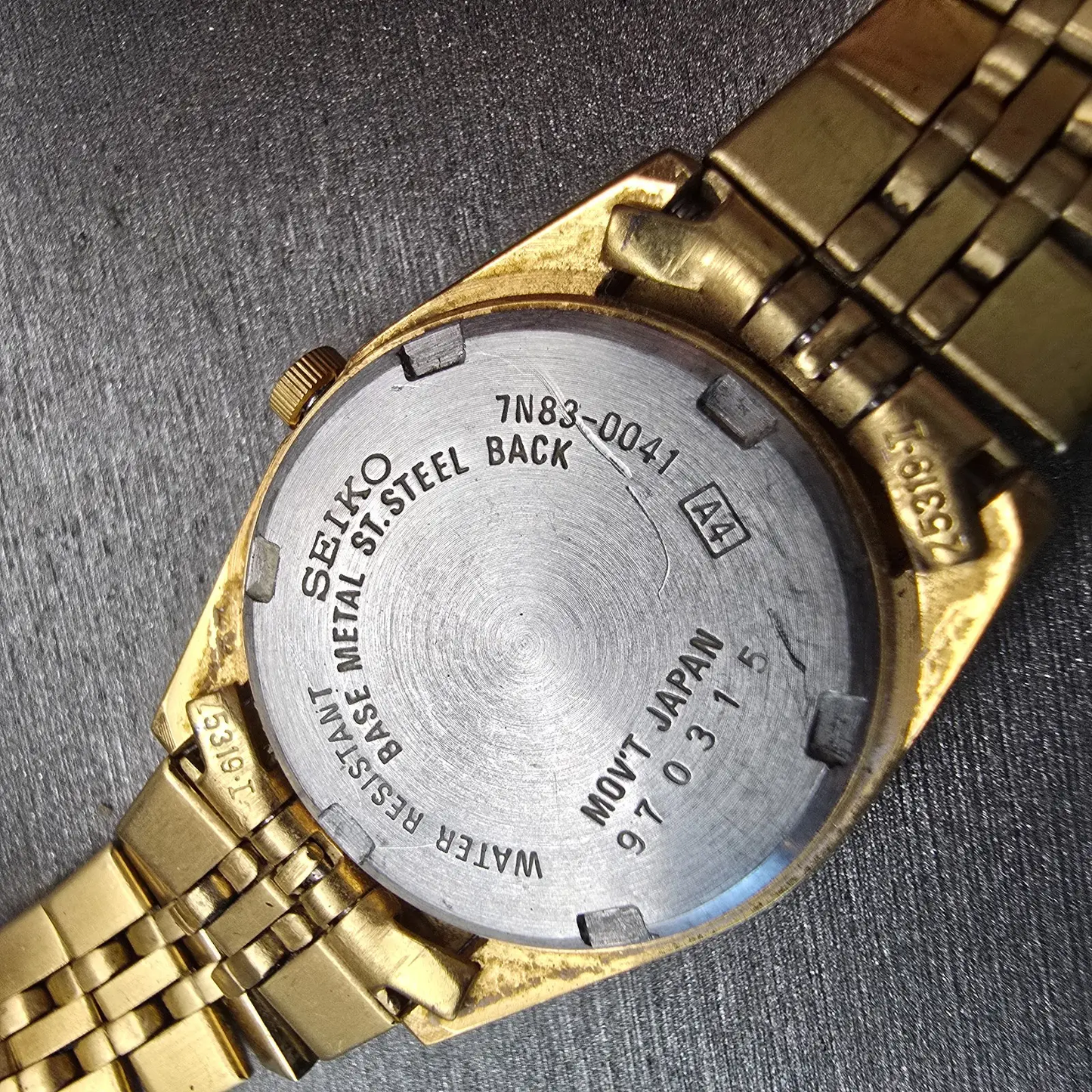 Seiko President Watch Women 24mm Black Dial Gold Tone Daydate 7N83-0041 New Batt10
