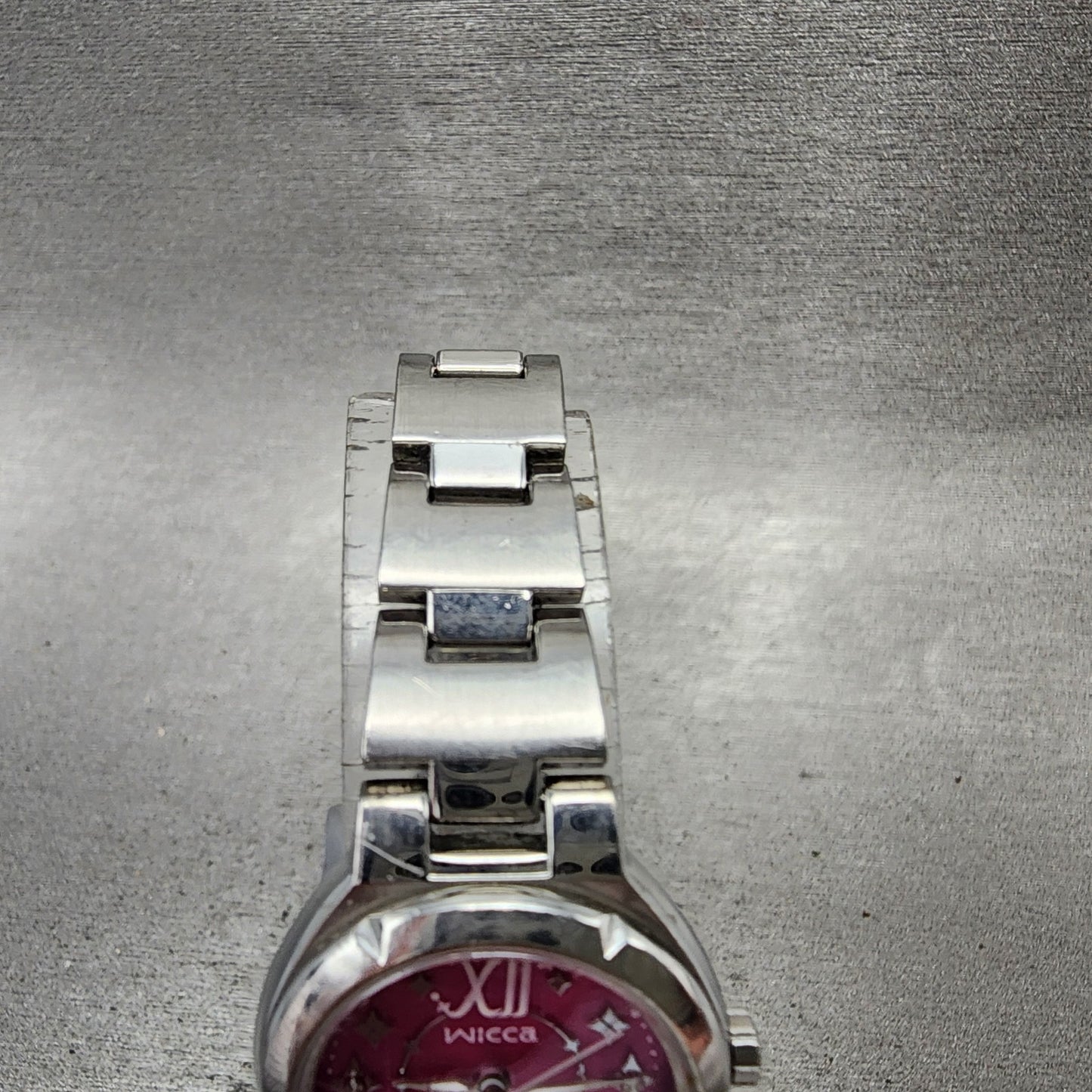 Citizen EcoDrive Wicca Watch Women 24mm Pink Dial Silver Tone Round Runs4