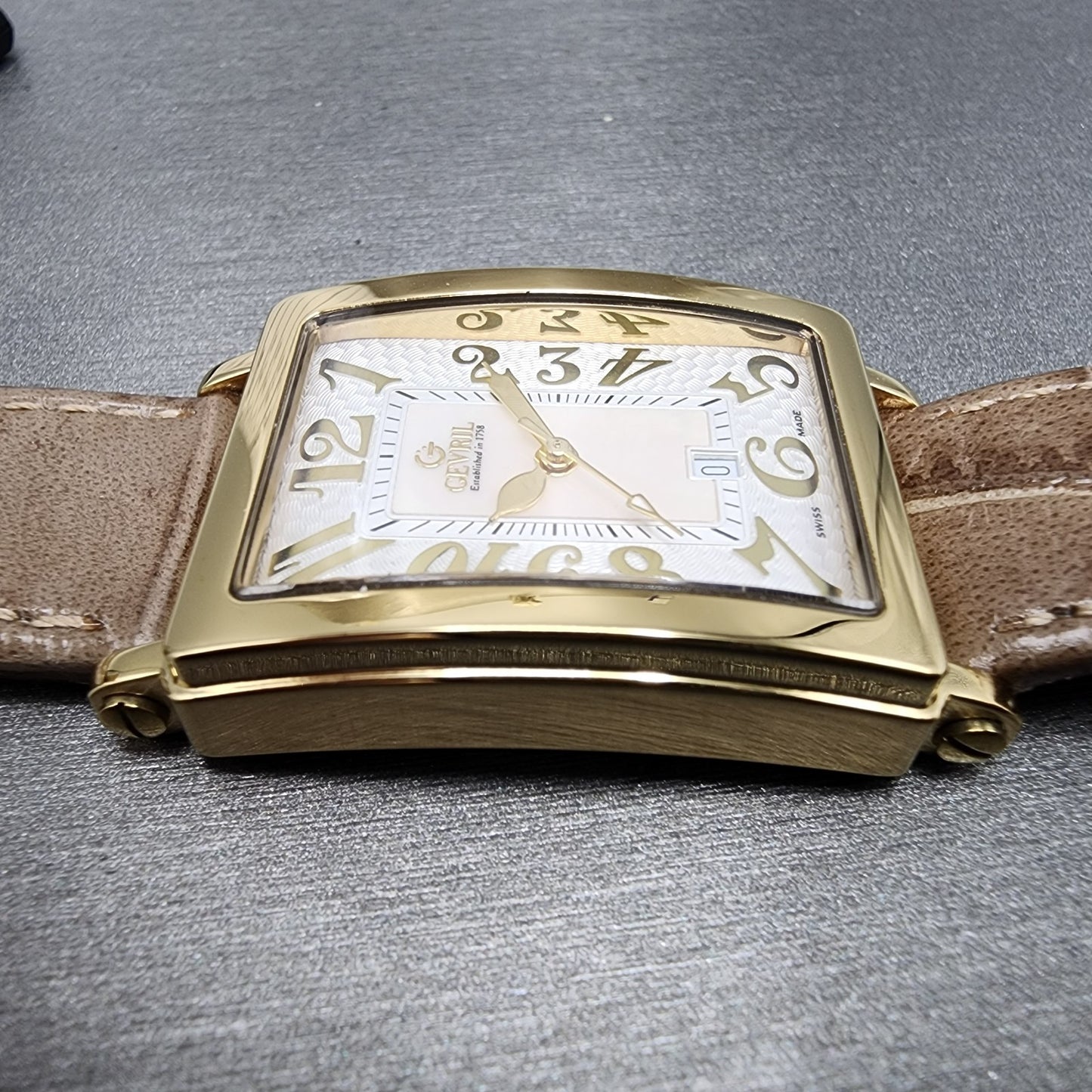 Gevril Avenue Of Americas Watch Women 26mm MOP Dial Gold Tone Date Rectangle4