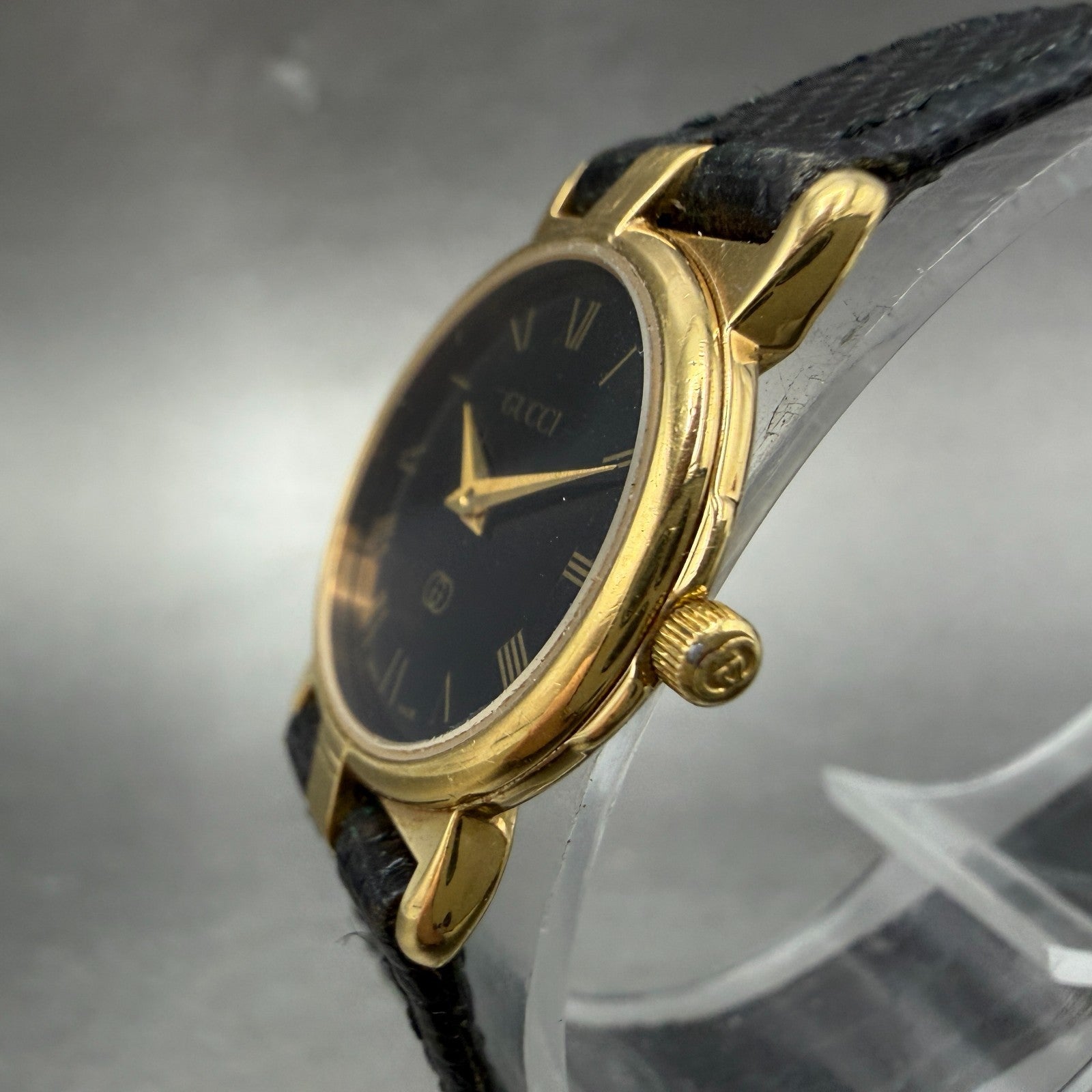 Gucci 3400L Watch Women 22mm Black Dial Gold Plated Round READ!!! PARTS3