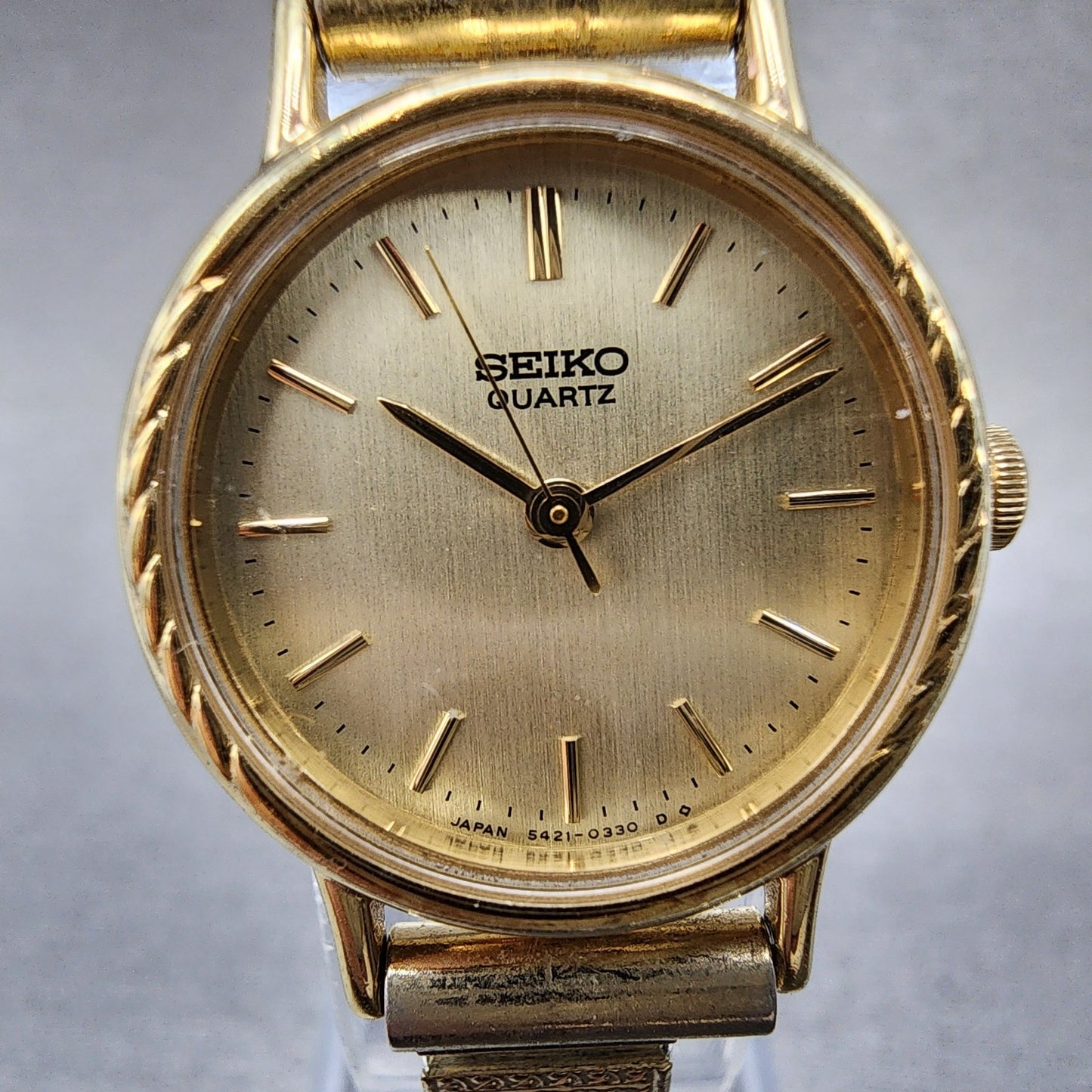 Seiko Watch Women 23mm Champagne Dial Gold Tone Round 54210060 New Battery1