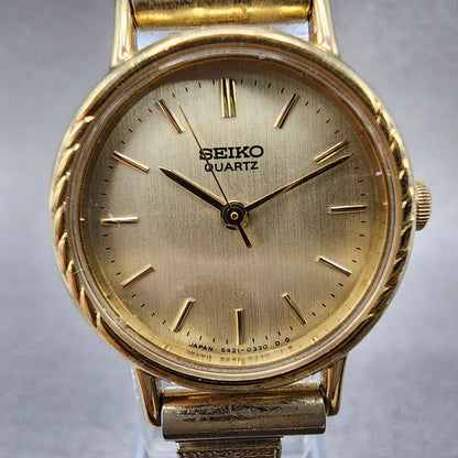 Seiko Watch Women 23mm Champagne Dial Gold Tone Round 54210060 New Battery1