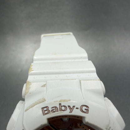 Casio Baby-G Watch Women 43mm White Rose BA-110 Alarm Chrono New Battery ABD4