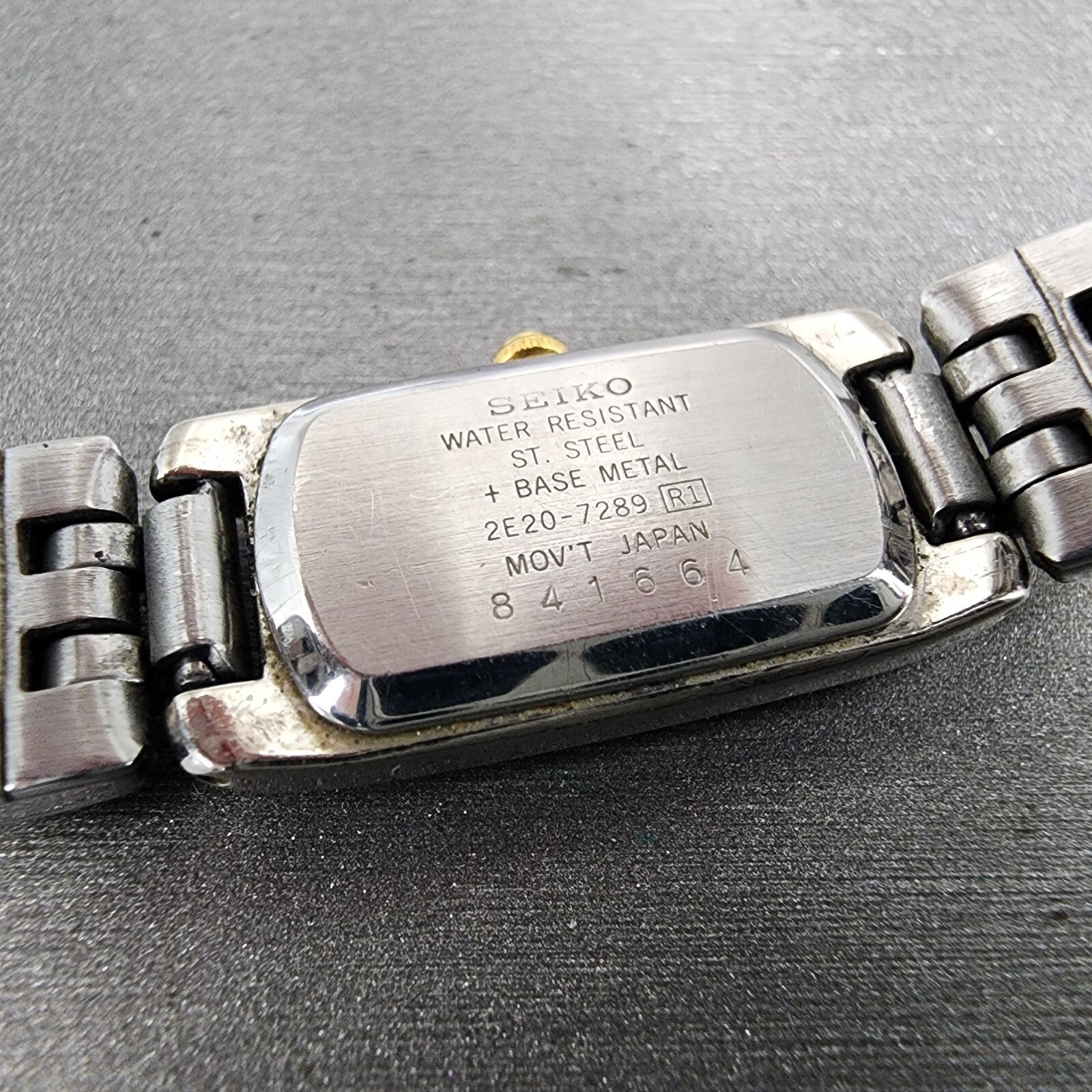 Seiko Watch Women 14mm Black Dial Two Tone Rectangle 2E207289 New Battery10