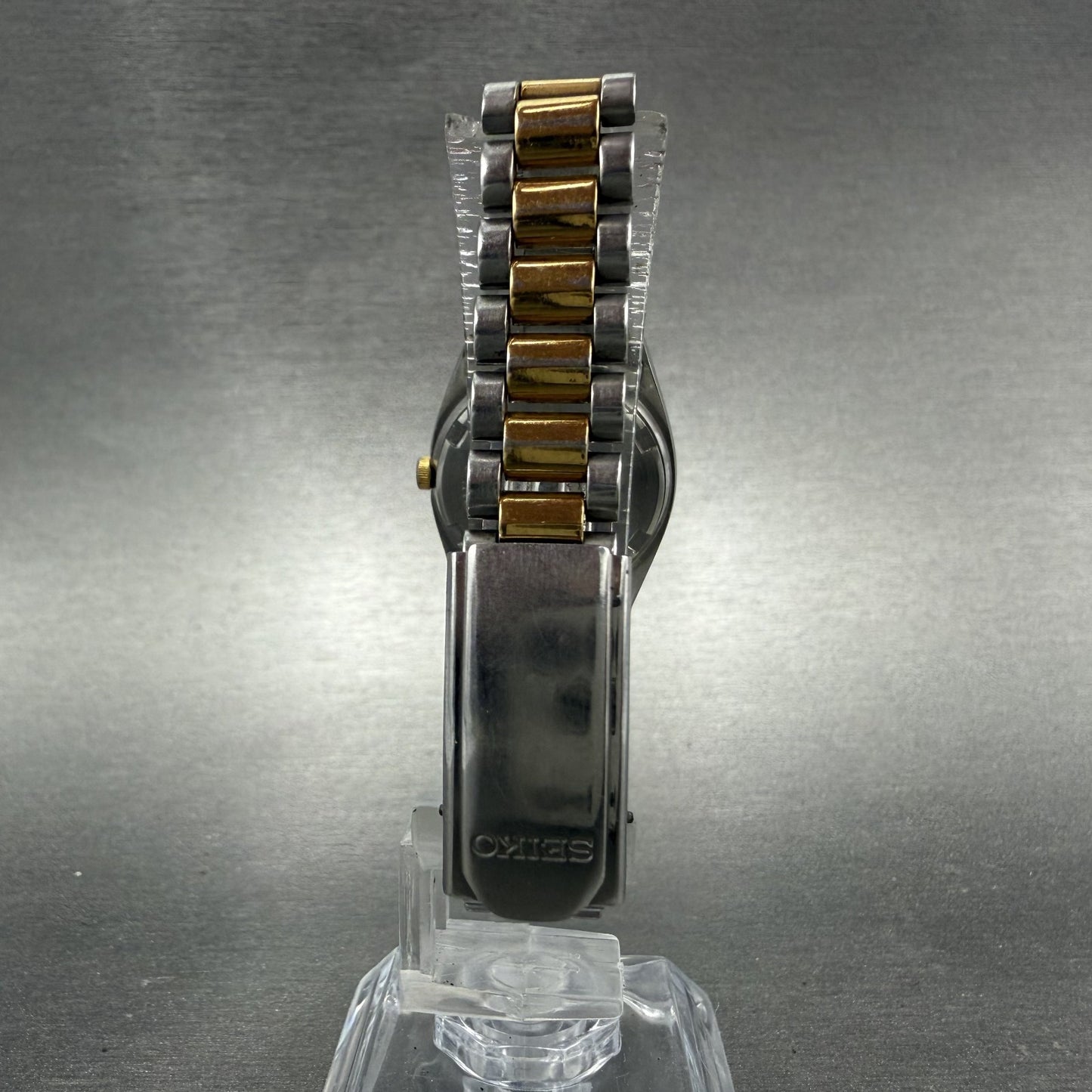 Seiko Watch Women 24mm Gold Dial Two Tone Daydate Round 7n83-0041 New Battery 597