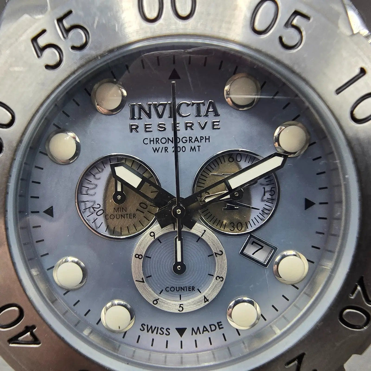 Invicta Reserve Leviathan Chronograph Watch Men 55mm MOP Dial Silver Date NewBat1