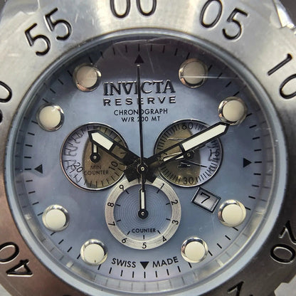 Invicta Reserve Leviathan Chronograph Watch Men 55mm MOP Dial Silver Date NewBat1