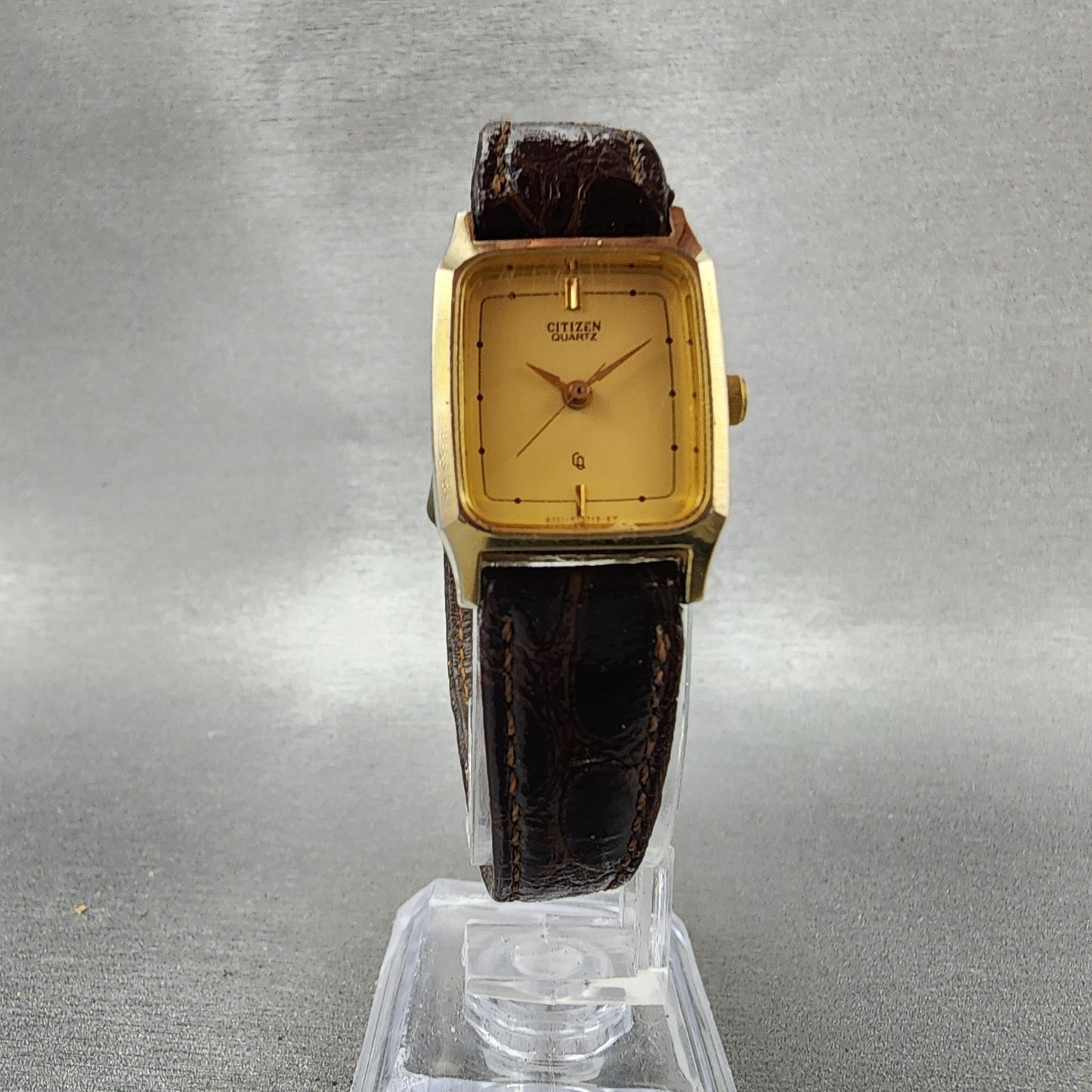 Citizen CQ Tank Watch Women 19mm Gold Dial Gold Tone Rectangle New Battery5