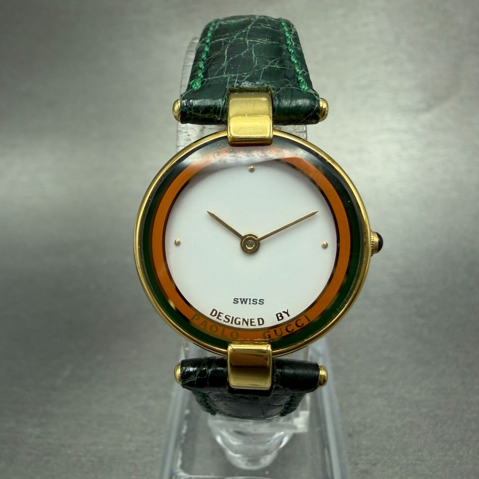 Paolo Gucci Watch Women 24mm White Dial Gold Tone Round New battery NOS VTG0