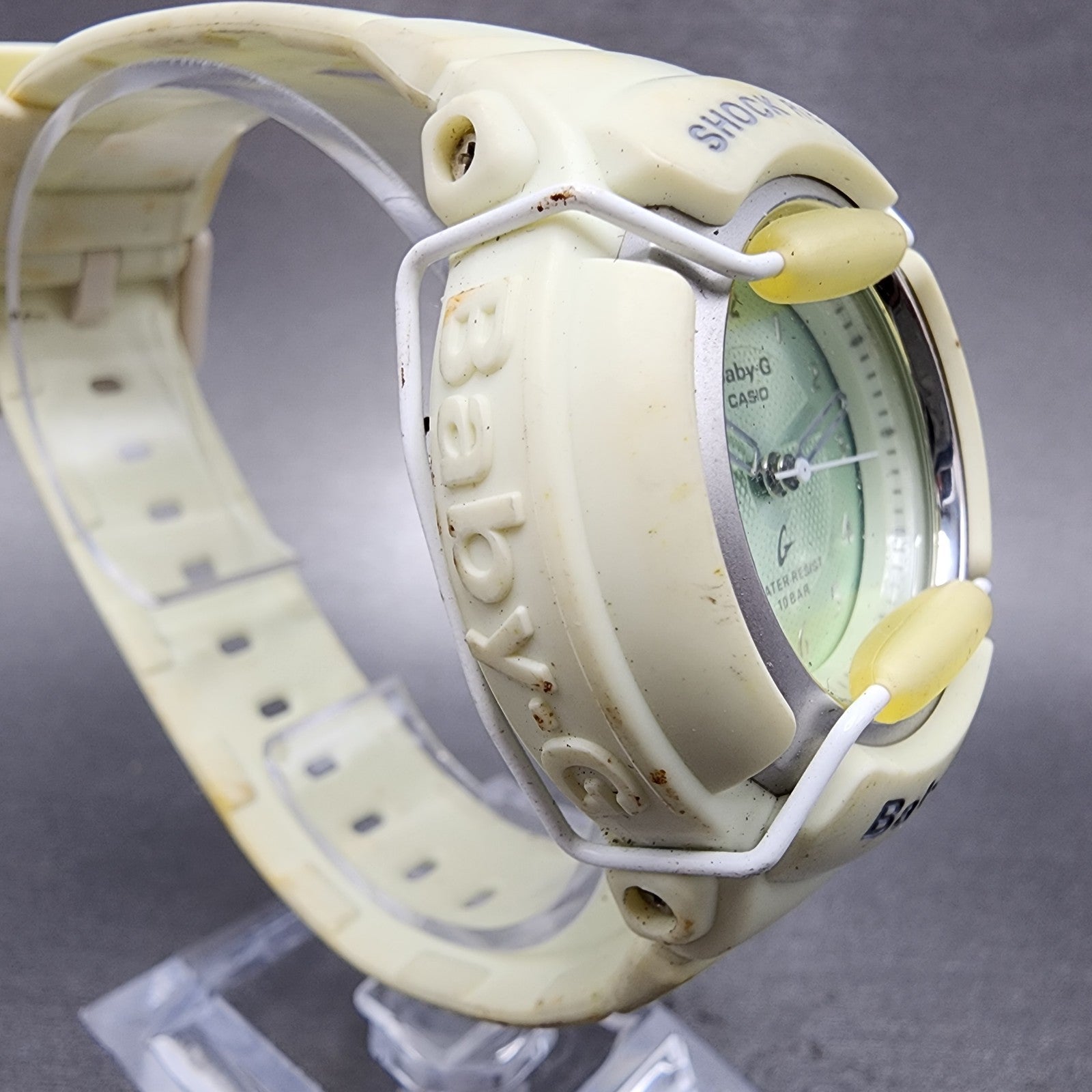 Casio BabyG BG24 Watch Women 42mm Green Dial White Tone Round New Battery3