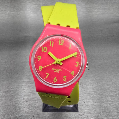 Swatch BIKO ROOSE Watch Women 25mm Pink Dial Pink Case Round LP131 New Battery0