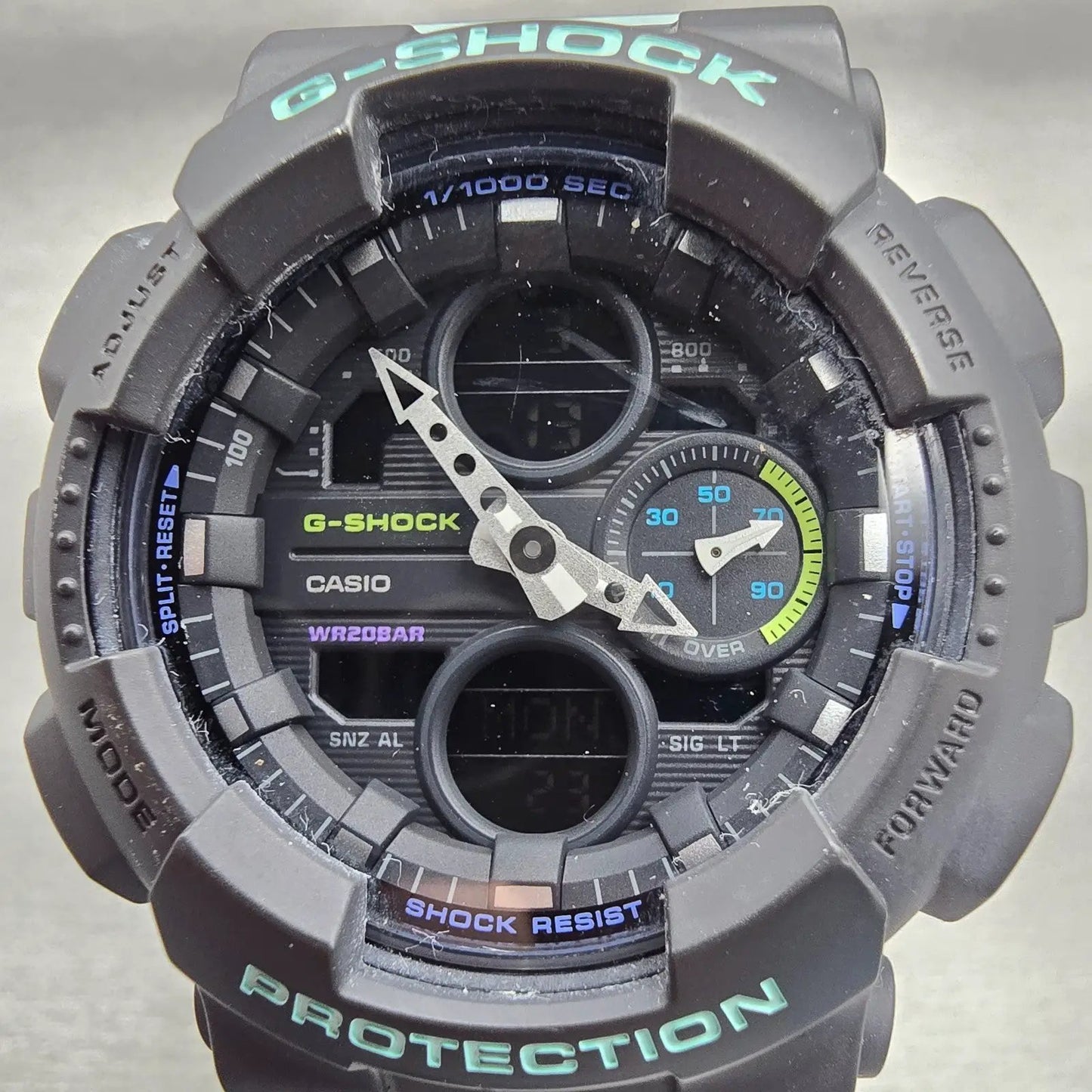 Casio G-Shock GMA-S140 Watch Women 46mm Black Gray Alarm Chronograph New Battery1