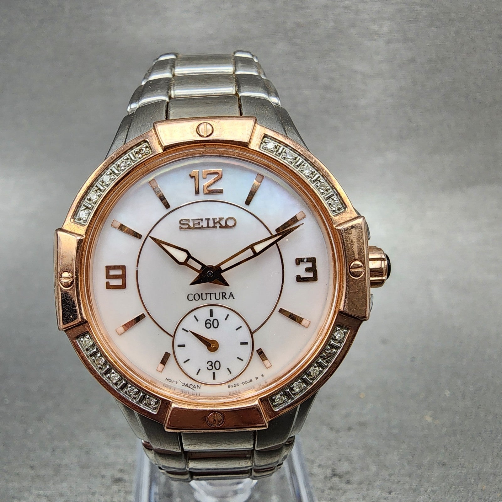 Seiko Coutura Watch Women 32mm MOP Dial Two Tone Round 6g2800g0 New Battery0