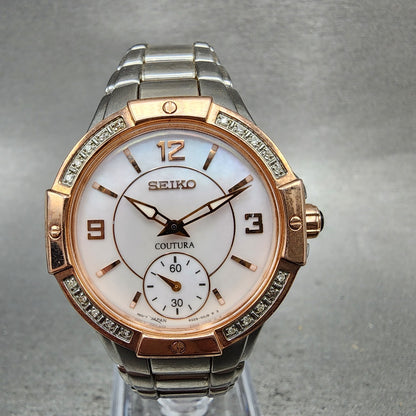 Seiko Coutura Watch Women 32mm MOP Dial Two Tone Round 6g2800g0 New Battery0