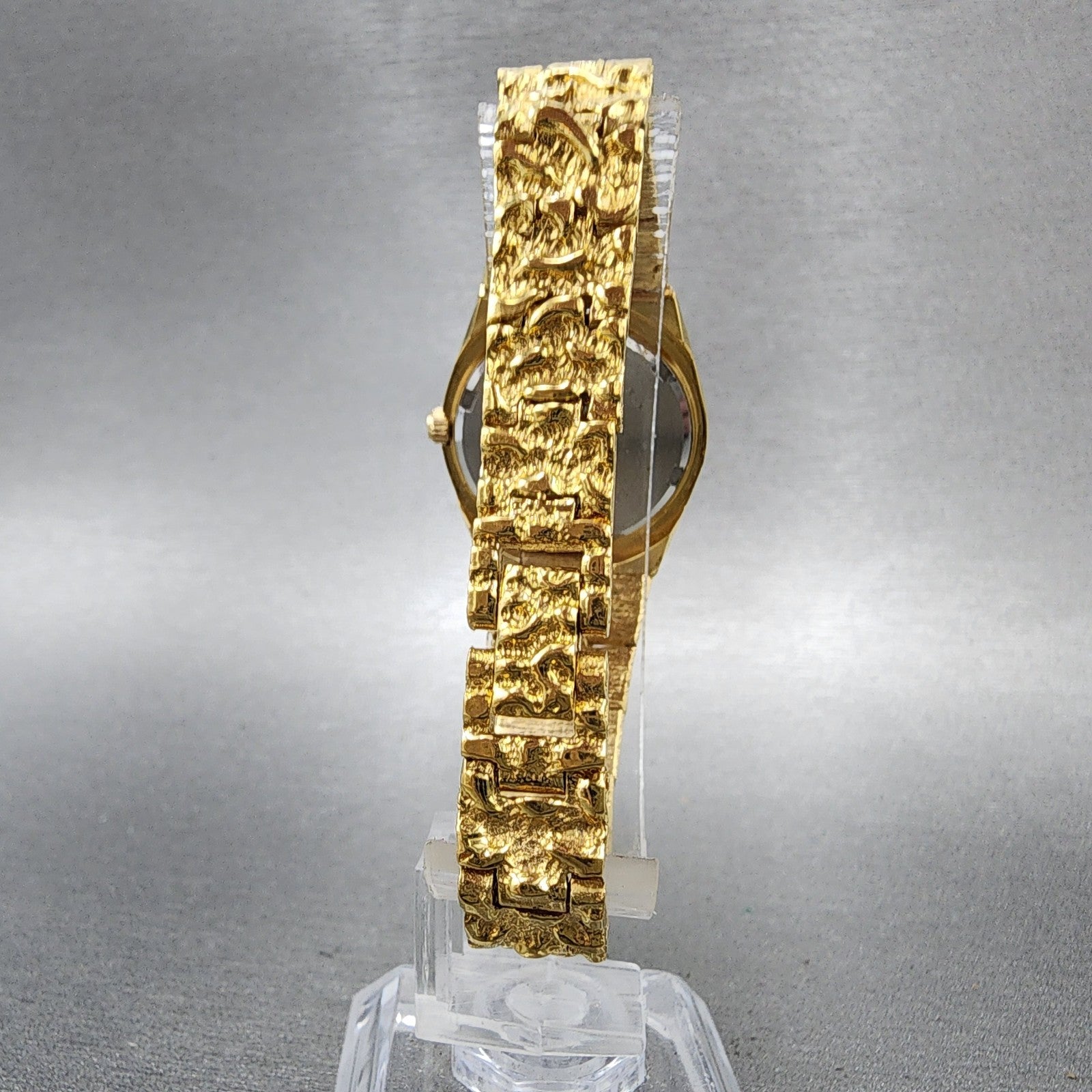Gruen Watch Women 25mm Champagne Dial Gold Nugget Case Tone New Battery VTG8