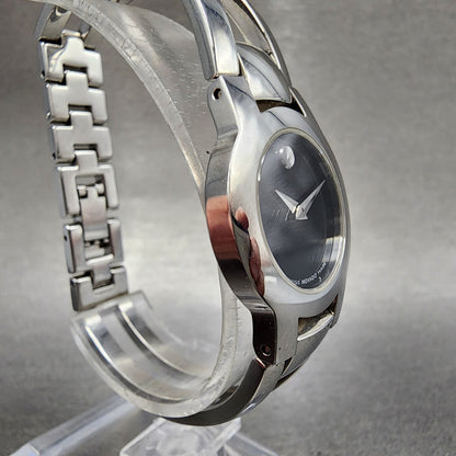 Movado Amorosa Watch Women 24m Black Dial Stainless Steel Round 84 E4 1842 Runs3