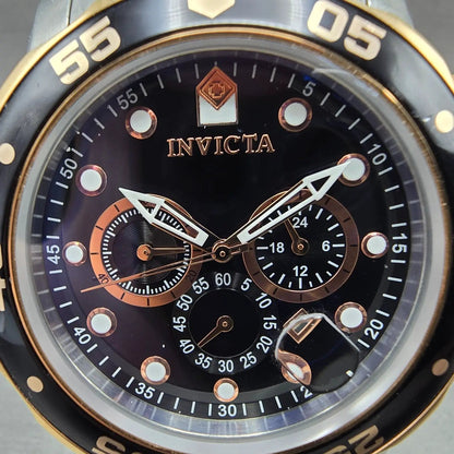 Invicta Pro Diver Chronograph Watch Men 49mm Black Dial Two Tone 80036 New Batt1