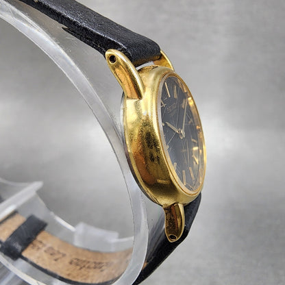 Seiko Watch Women 20mm Black Dial Gold Tone Round 2y000A19 New Battery Vintage3