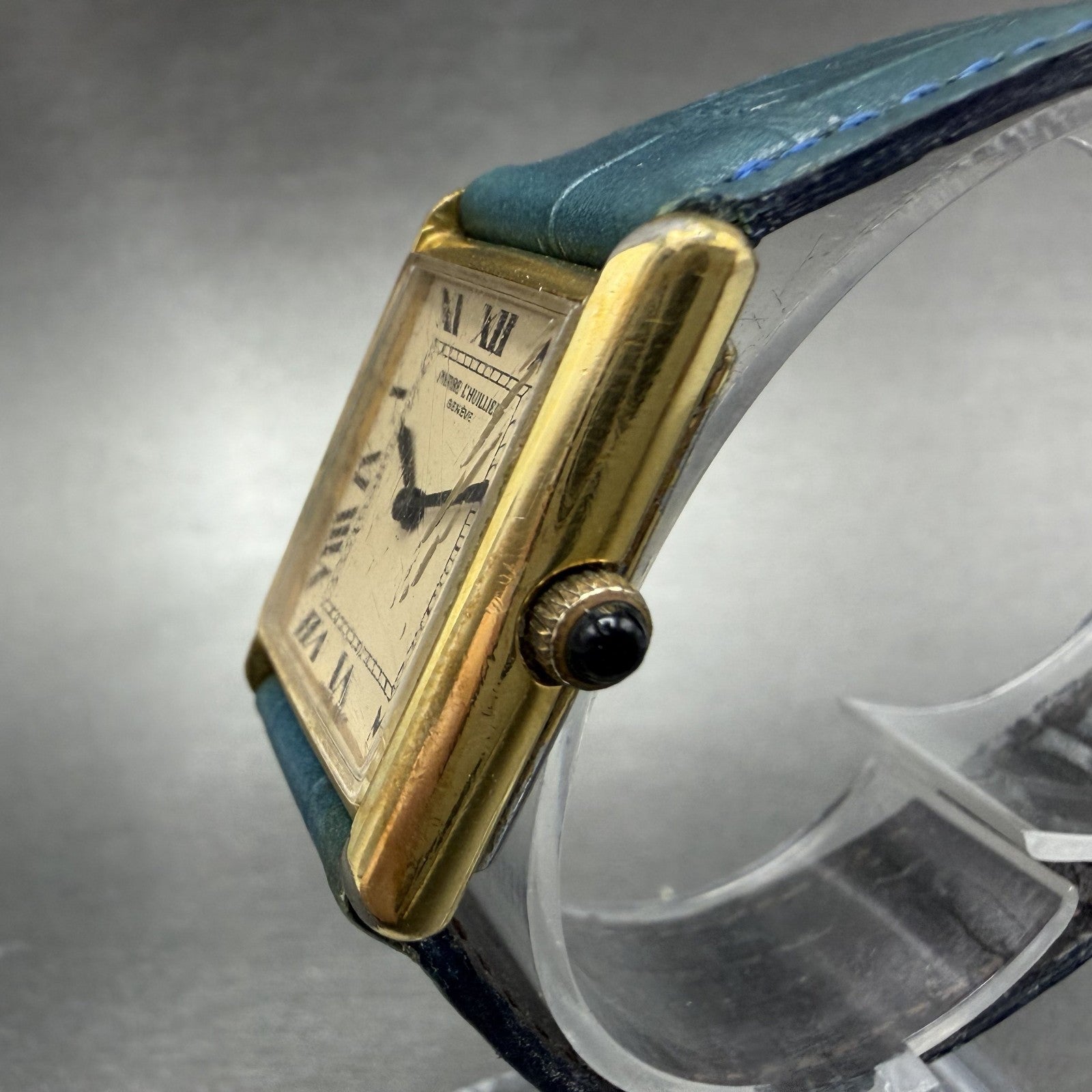 Pierre L'Huillier Tank Watch Women 22mm Cream Dial Gold Tone Rectangle Manual2