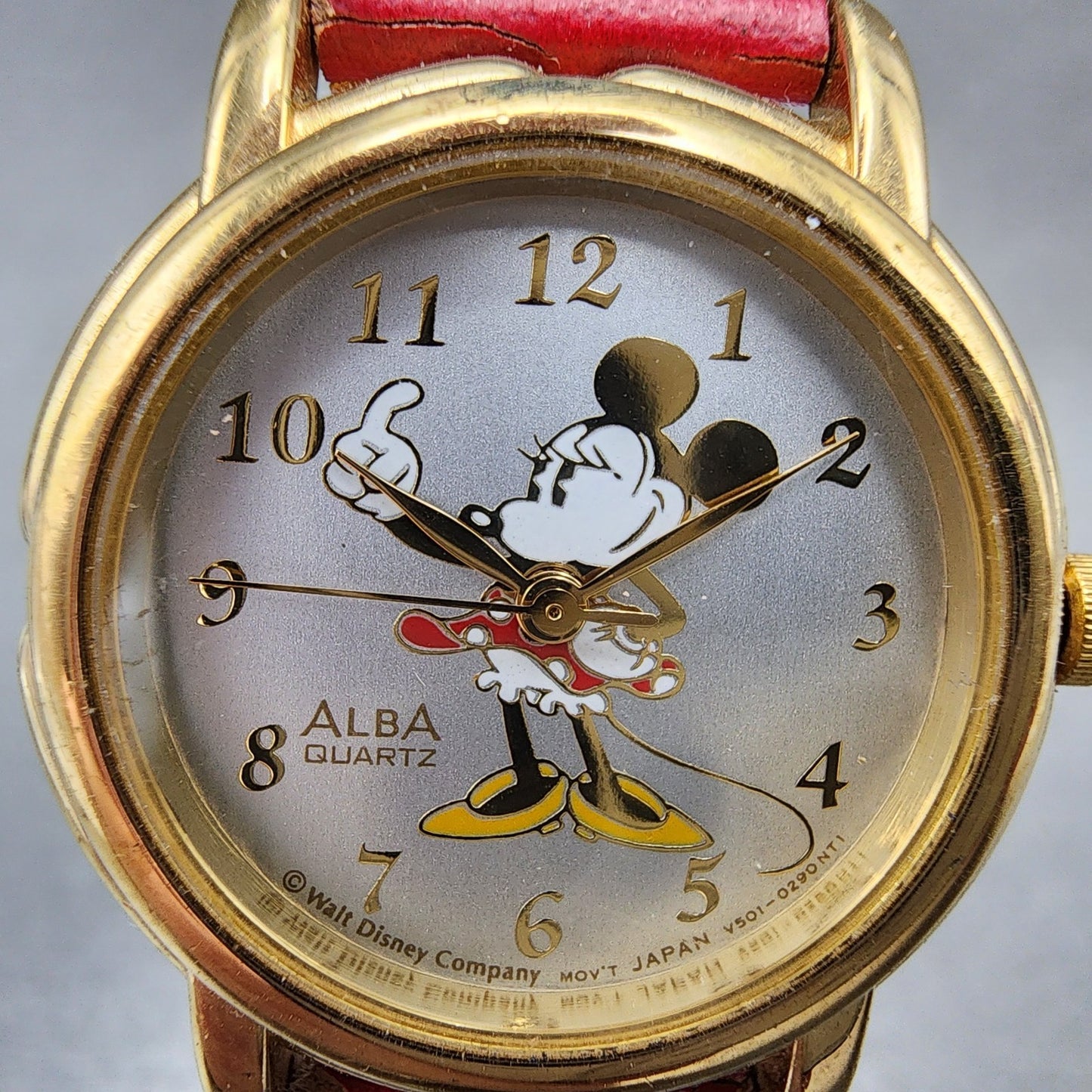 Seiko Alba Minnie Watch Women 26mm Silver Dial Gold Tone V5010170 New Battery1