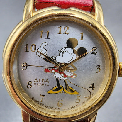 Seiko Alba Minnie Watch Women 26mm Silver Dial Gold Tone V5010170 New Battery1