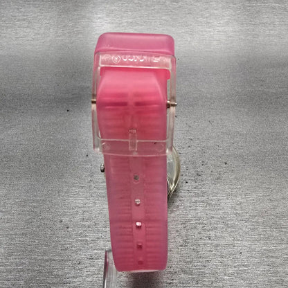 Swatch Pink Candy Watch Women 34mm White Dial Clear Case Round GE177 New Battery7