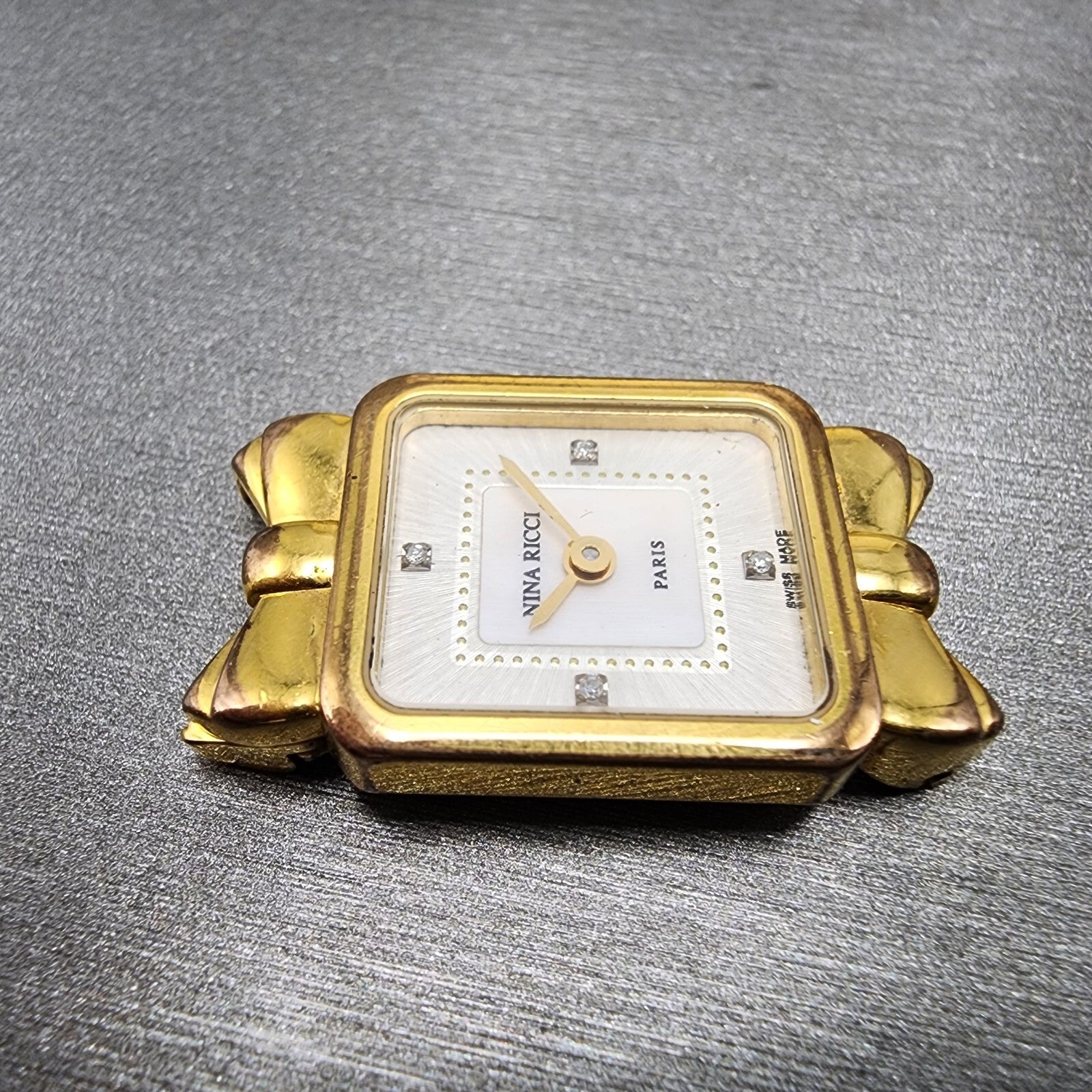 Nina Ricci Tank Watch Women 18mm MOP Dial Gold Plated Rectangle  New Battery3