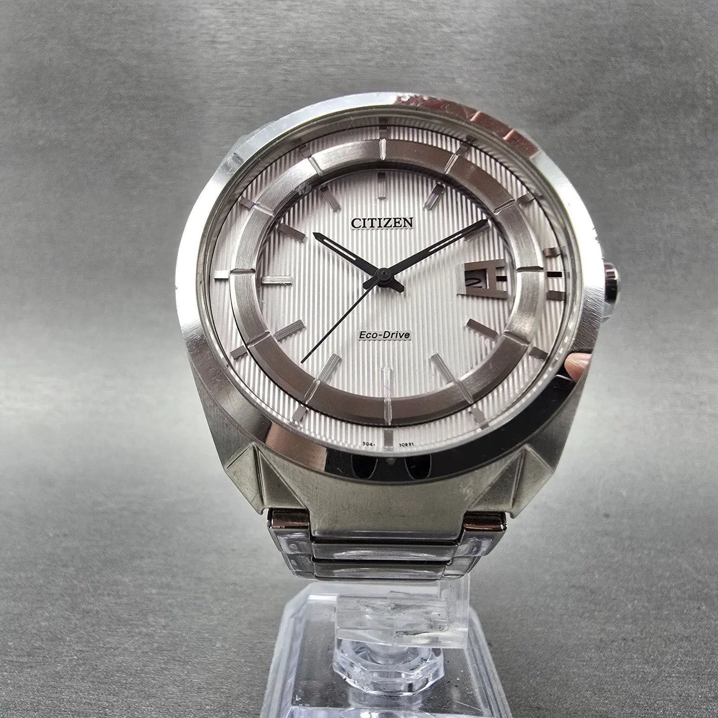 Citizen Eco-Drive Watch Men 43mm Silver Dial Silver Tone Date J810-S078253 Runs5