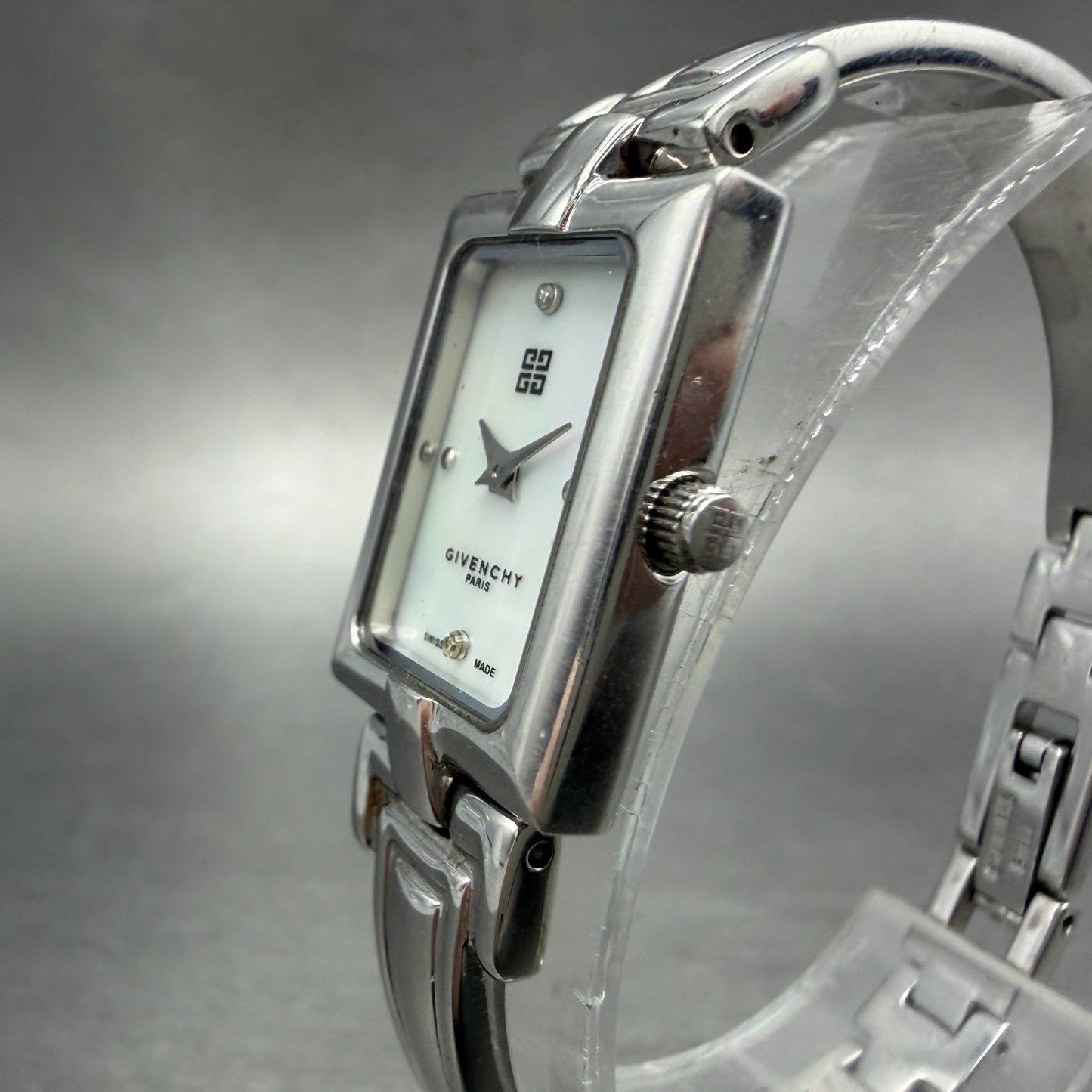 Givenchy Tank Watch Women 17mm MOP Dial Silver Tone Rectangle New Battery2