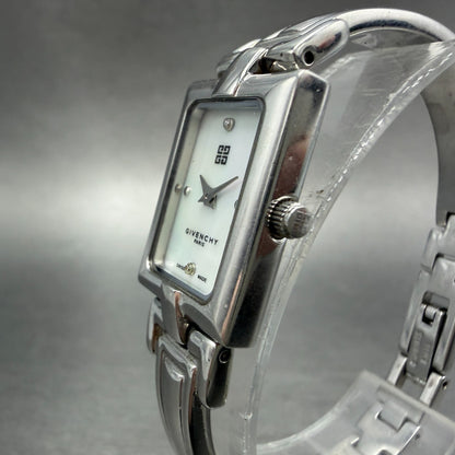 Givenchy Tank Watch Women 17mm MOP Dial Silver Tone Rectangle New Battery2