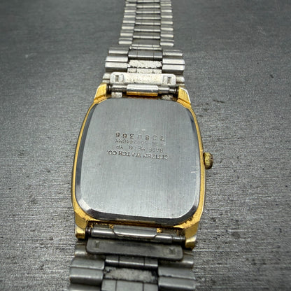 Citizen CQ Tank Watch Men 26mm Black Dial Gold Tone Rectangle 6030-S60244 PARTS13