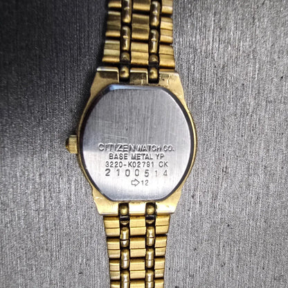 Citizen CQ Watch Women 20mm Champagne Dial Gold Tone Round 3220-K02791 New Batt10