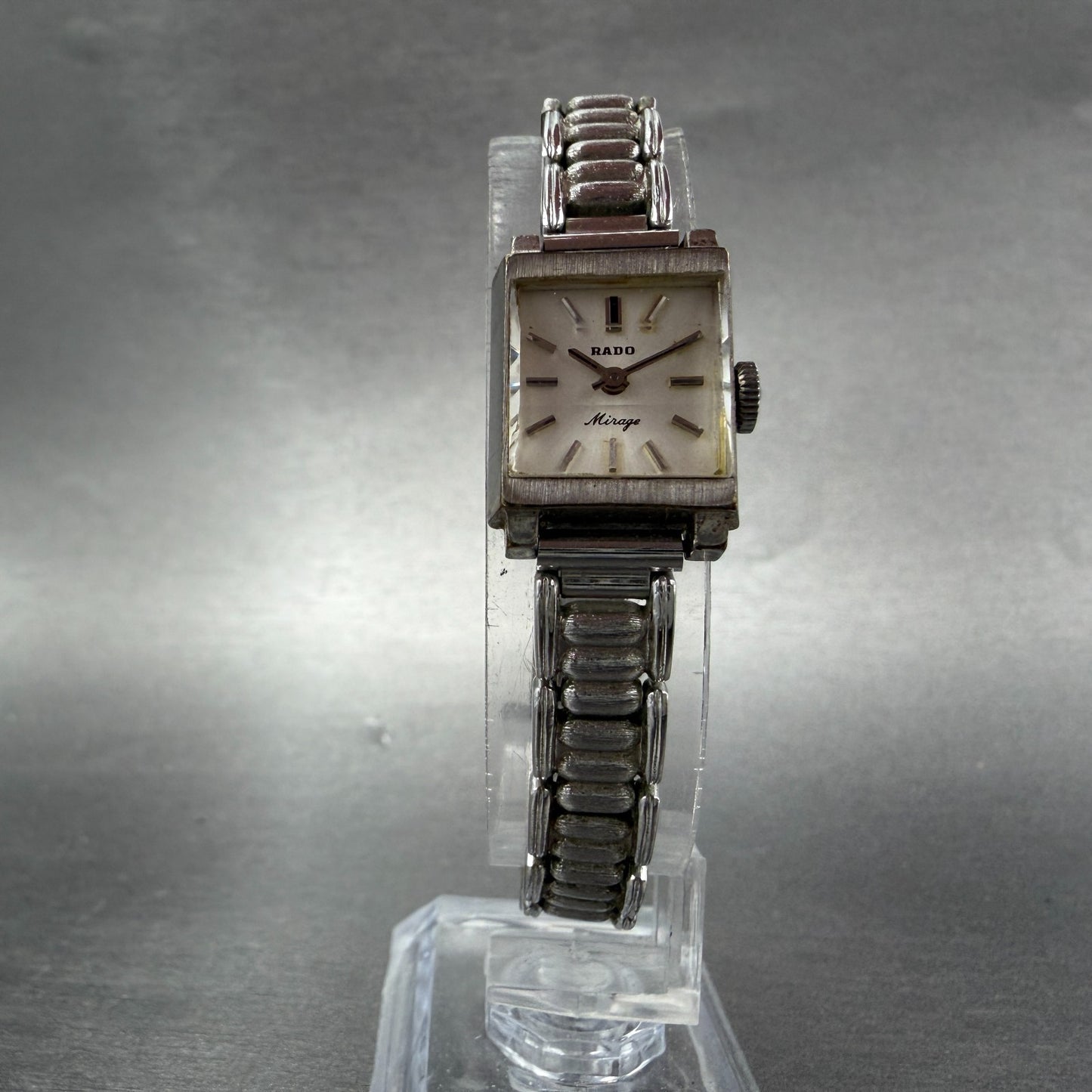 Rado Mirage Watch Women 16mm White Dial Silver Tone Rectangle Manual Wind Run5