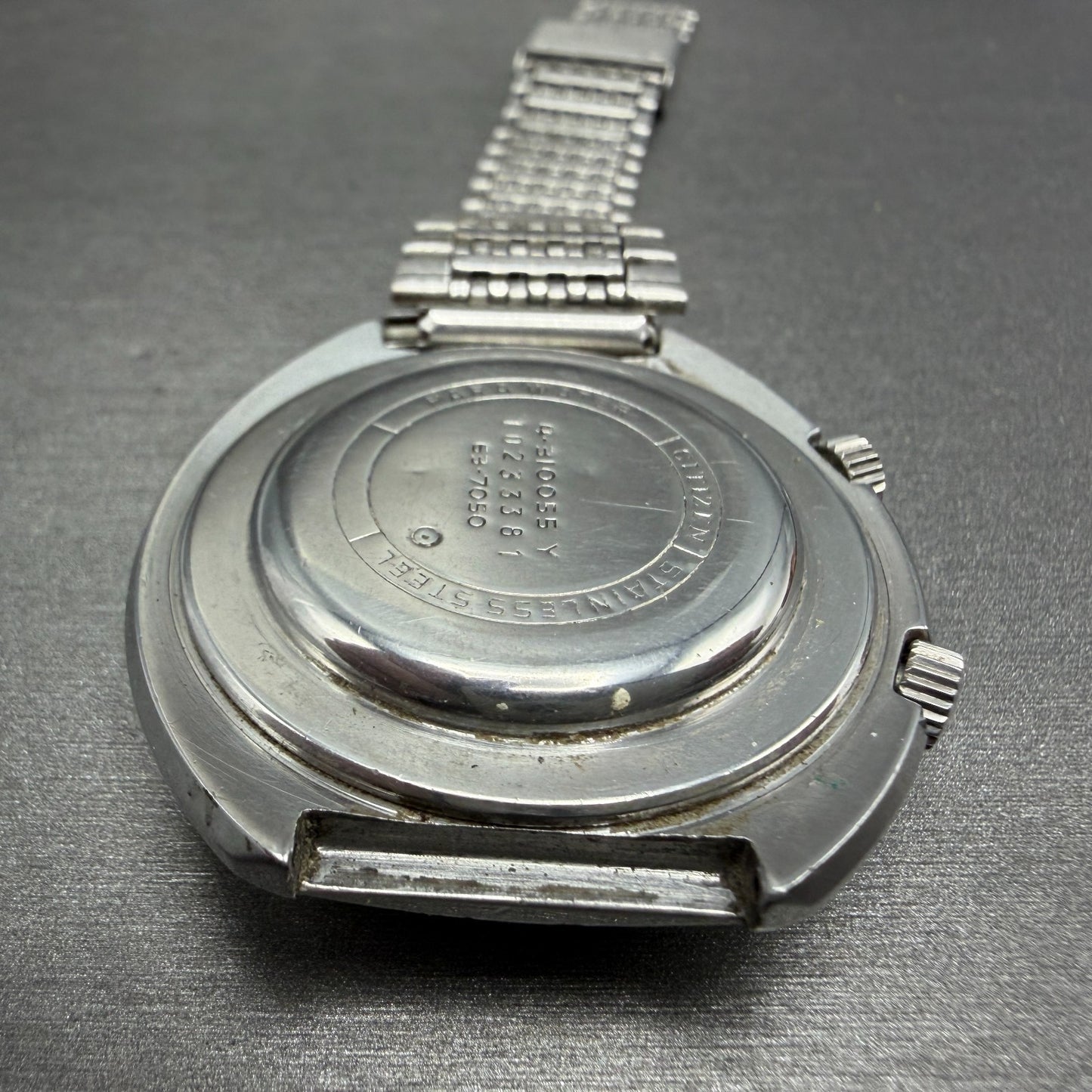 Citizen Alarm Date Watch Men 42mm Black Dial Silver Tone 4-310055 Manual Runs11