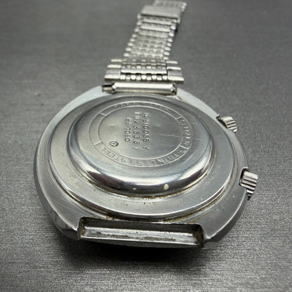 Citizen Alarm Date Watch Men 42mm Black Dial Silver Tone 4-310055 Manual Runs11