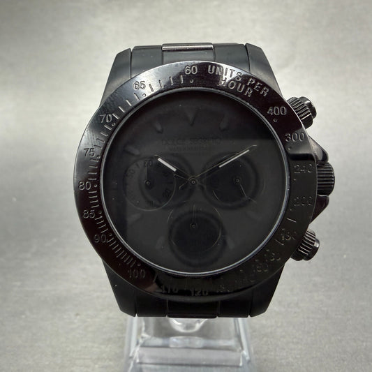 Dolce Segreto Chronograph Watch Men 39mm Black Dial Black Round New Battery0