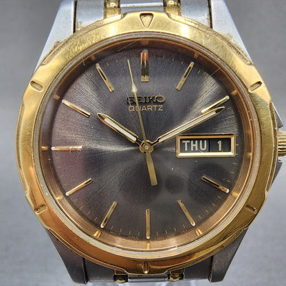 Seiko Watch Men 36mm Silver Dial Two Tone Daydate Round 7n438a09 PARTS2