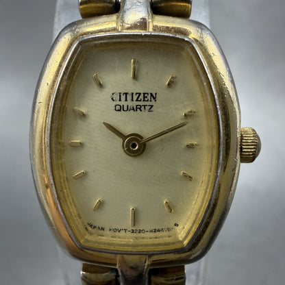 Citizen Watch Women 17mm Champagne Dial Gold Tone Oval 3220S41207 New battery1