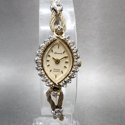Armitron Deauvillw Watch Women 14mm Cream Dial Gold Tone Diamond Bezel READ PART0