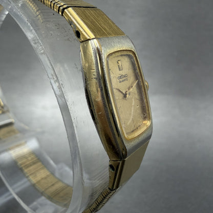 Seiko Tank Watch Women 13mm Champagne Dial Gold Tone Rectangle 2e205139 New Bat3